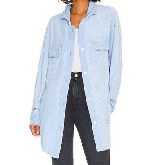 Boys Lie Baby Blue Inside Out Fleece Pamela Cherub Logo Shirt Jacket One Size - Picture 3 of 11